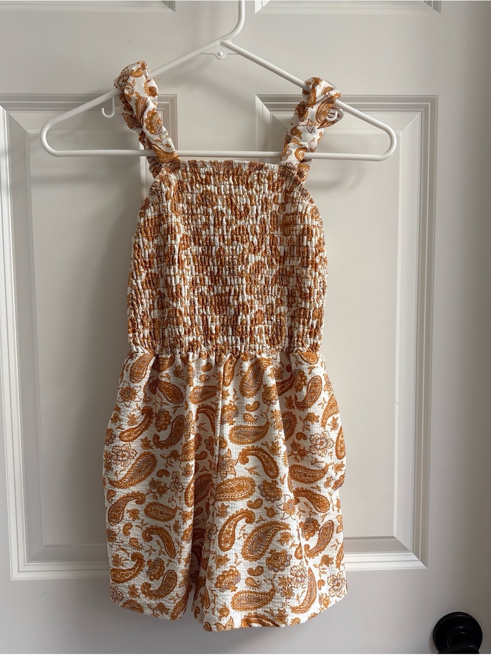 Smocked Paisley Sundress in cream and gold